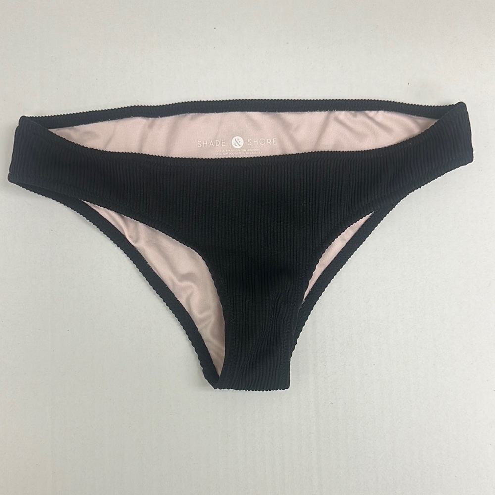 Shade & Shore Black Ribbed  Bikini Bottoms Classic Design. Size XS.